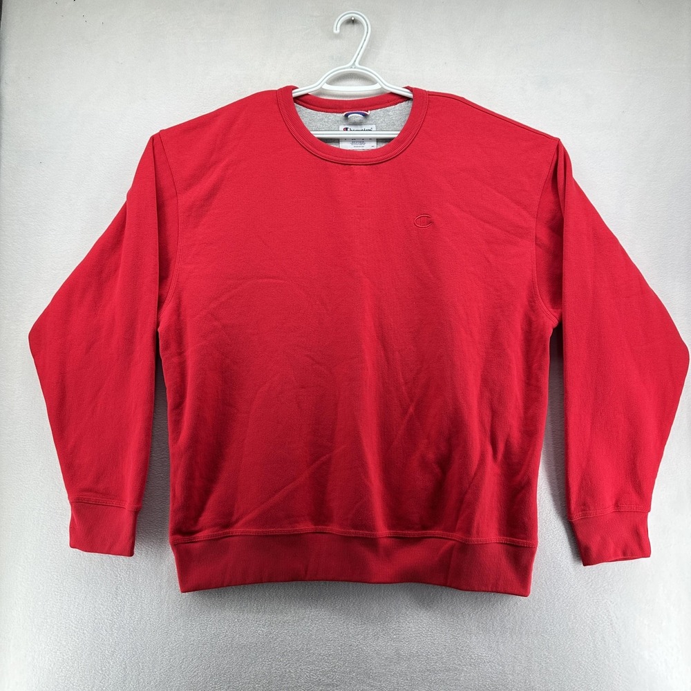 Champion Sweatshirt Mens XL‎ Red Fleece Crewneck Pullover Embroidered Logo Top